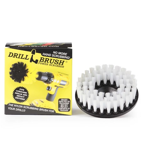 Drillbrush Softer Bristle Scrub Brush 5" Round with Power Drill Attachment CH-Wht-5inch